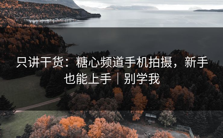 只讲干货：糖心频道手机拍摄，新手也能上手｜别学我