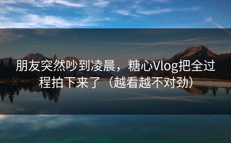 朋友突然吵到凌晨，糖心Vlog把全过程拍下来了（越看越不对劲）