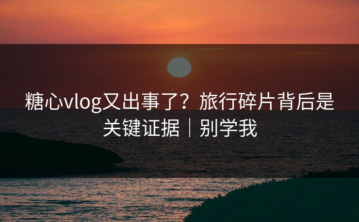 糖心vlog又出事了？旅行碎片背后是关键证据｜别学我
