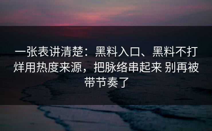 一张表讲清楚：黑料入口、黑料不打烊用热度来源，把脉络串起来 别再被带节奏了