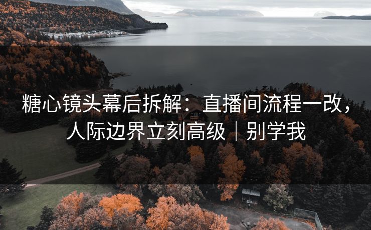糖心镜头幕后拆解：直播间流程一改，人际边界立刻高级｜别学我