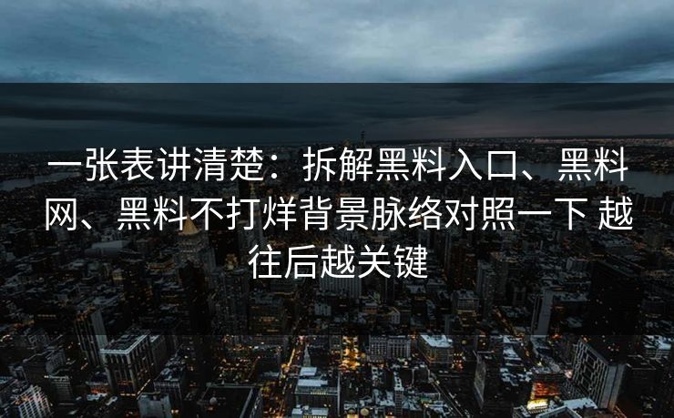 一张表讲清楚：拆解黑料入口、黑料网、黑料不打烊背景脉络对照一下 越往后越关键