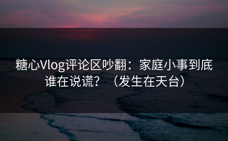 糖心Vlog评论区吵翻：家庭小事到底谁在说谎？（发生在天台）