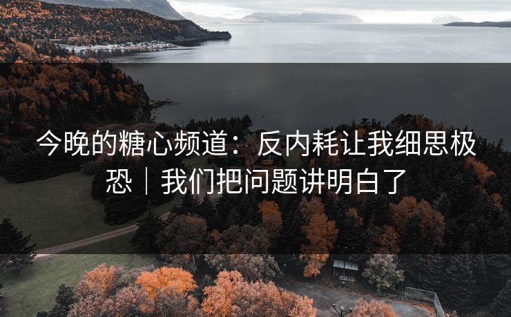 今晚的糖心频道：反内耗让我细思极恐｜我们把问题讲明白了
