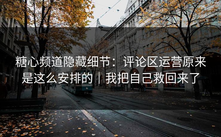 糖心频道隐藏细节：评论区运营原来是这么安排的｜我把自己救回来了