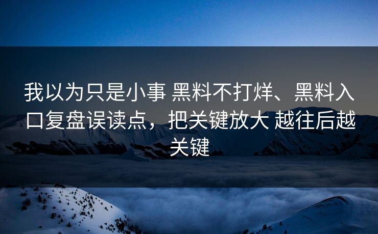 我以为只是小事 黑料不打烊、黑料入口复盘误读点，把关键放大 越往后越关键
