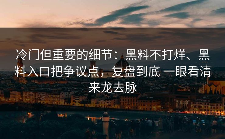 冷门但重要的细节：黑料不打烊、黑料入口把争议点，复盘到底 一眼看清来龙去脉