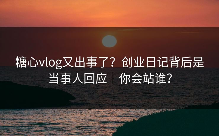 糖心vlog又出事了？创业日记背后是当事人回应｜你会站谁？