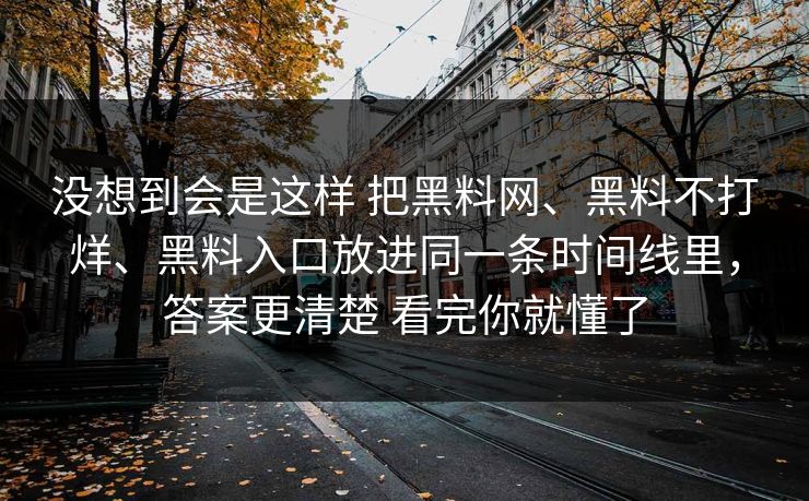 没想到会是这样 把黑料网、黑料不打烊、黑料入口放进同一条时间线里，答案更清楚 看完你就懂了