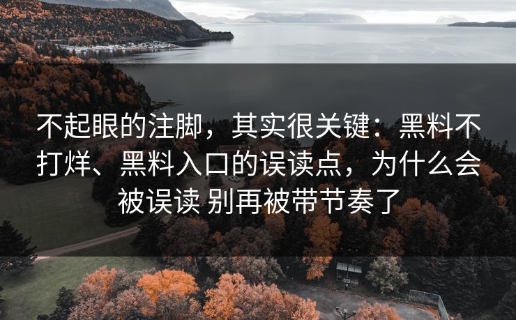 不起眼的注脚，其实很关键：黑料不打烊、黑料入口的误读点，为什么会被误读 别再被带节奏了