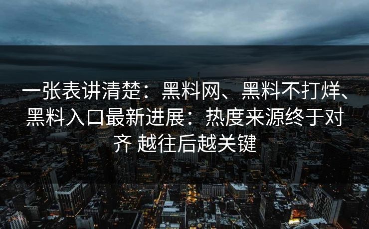 一张表讲清楚：黑料网、黑料不打烊、黑料入口最新进展：热度来源终于对齐 越往后越关键