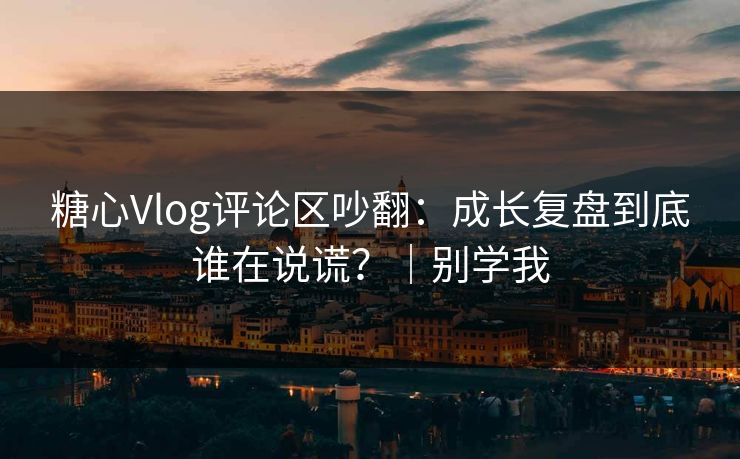 糖心Vlog评论区吵翻：成长复盘到底谁在说谎？｜别学我
