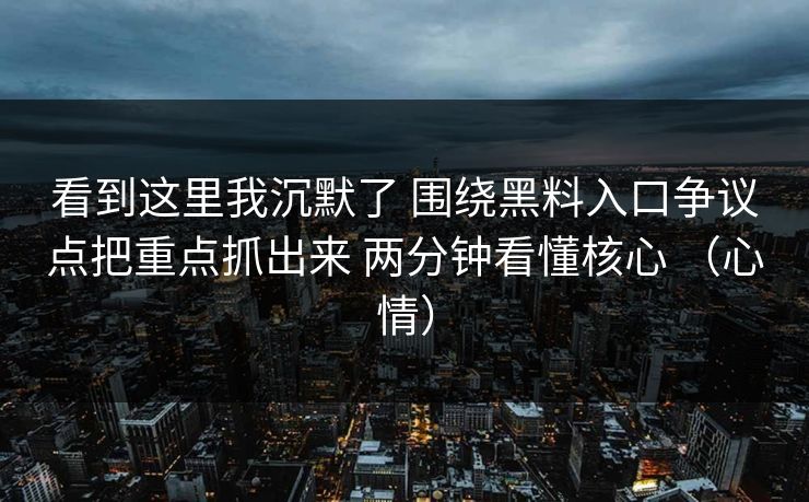 看到这里我沉默了 围绕黑料入口争议点把重点抓出来 两分钟看懂核心 （心情）