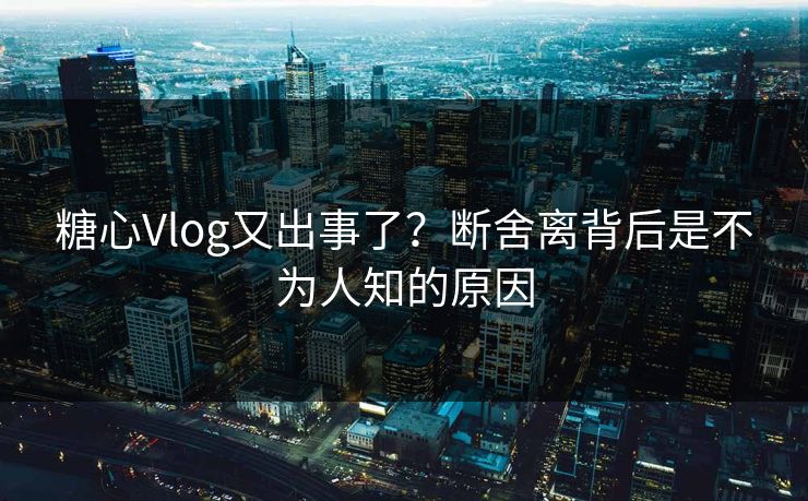糖心Vlog又出事了？断舍离背后是不为人知的原因