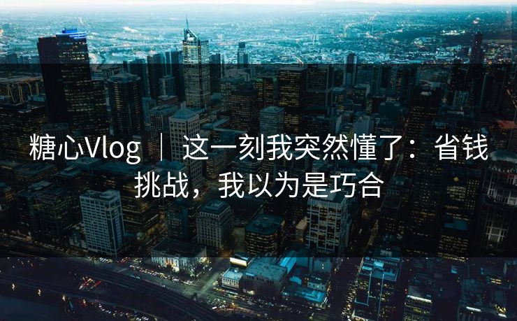 糖心Vlog ｜ 这一刻我突然懂了：省钱挑战，我以为是巧合